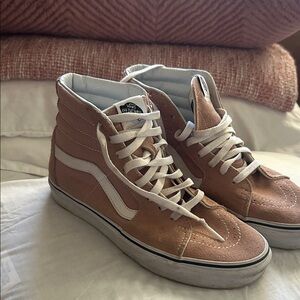 Vans Beige and White High-Top Sneakers